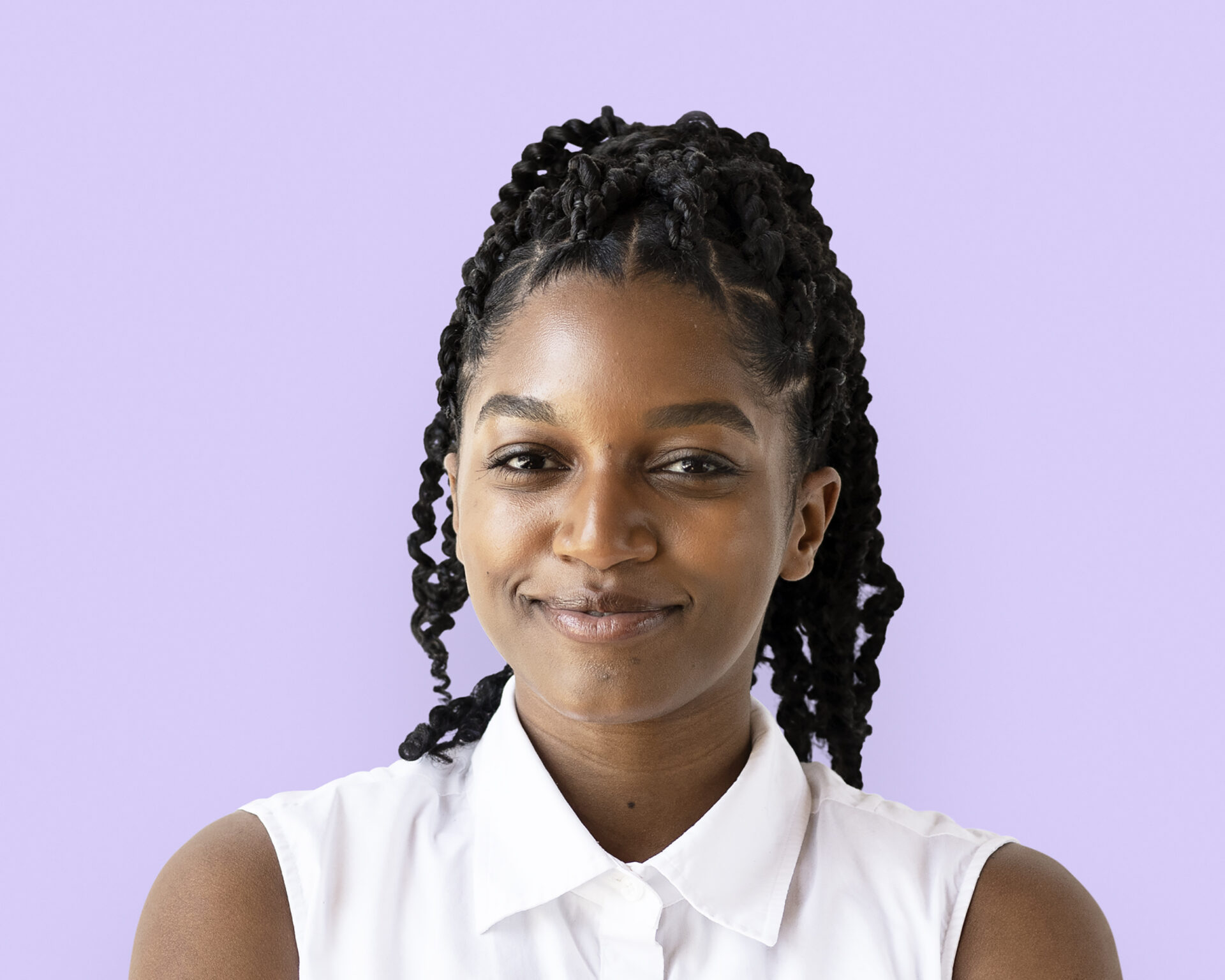 Portrait of a cheerful black lady African teenage girl portrait, happy smiling face